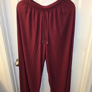 Chic Burgundy Wide Leg Women's Pants